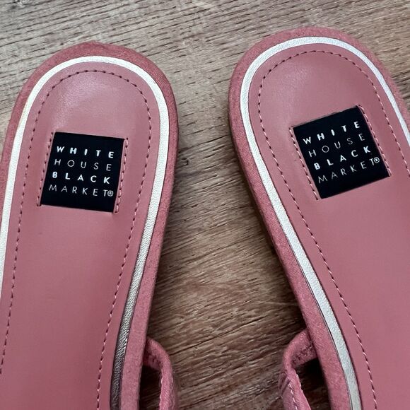 White House Black Market Briella Adobe Strappy Slide Flats Pink Sandal Size 8.5M - Picture 3 of 9